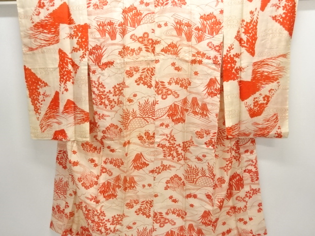 JAPANESE KIMONO / ANTIQUE SUMMER JUBAN / SILK / FLOWER